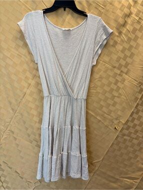 Rolla Coster Light Cream Wrap-Style Tiered Midi Dress